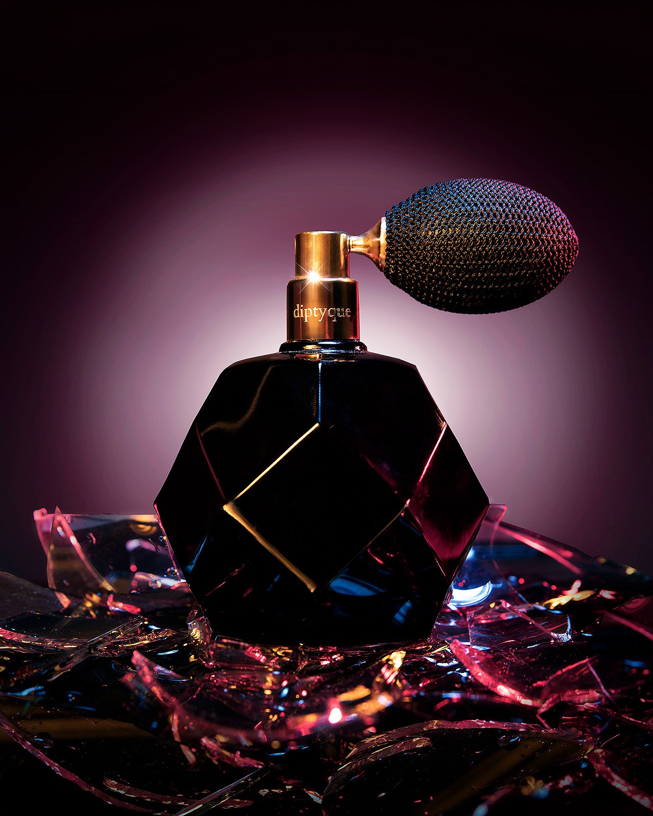 Diptyque perfume bottle, product photography